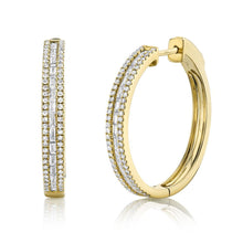 Load image into Gallery viewer, 14k Gold Baguette and Round 0.89 ct diamond hoop earring, Available in White, Rose and Yellow Gold
