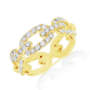 14k Gold 0.72 Ct Diamond Oval Link Band, Available in White, Rose and Yellow Gold