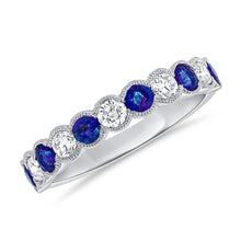 Load image into Gallery viewer, 14k White Gold 0.63Ct Sapphire, 0.42Ct Diamond Band
