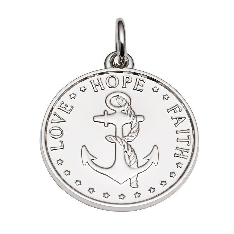 Sterling Silver Enamel Anchor Round Medal
