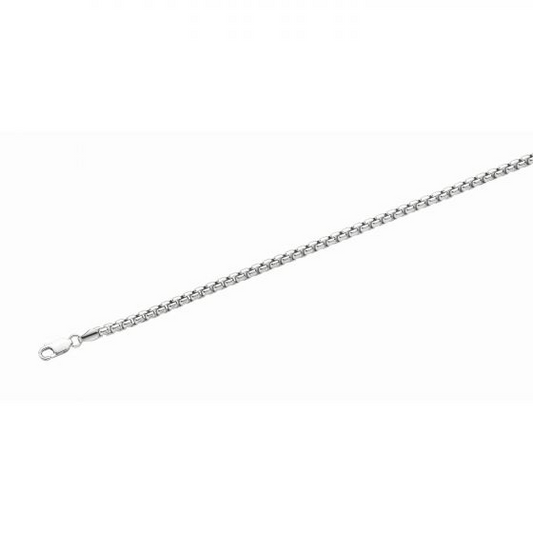 Sterling Silver 5.2mm Round Box Chain 22 Inches with Lobster Clasp