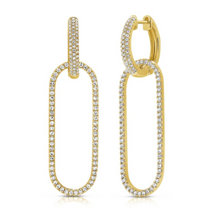 14k Gold 0.94Ct Diamond Dangle Drop Earring, available in White, Rose and Yellow Gold