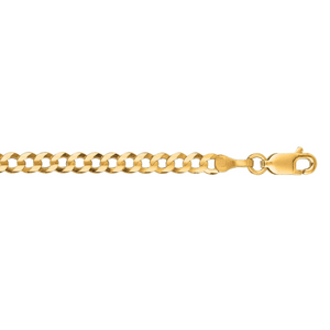 14k Yellow Gold 7 Inch 3.6mm Comfort Curb Bracelet with Lobster Claw Clasp