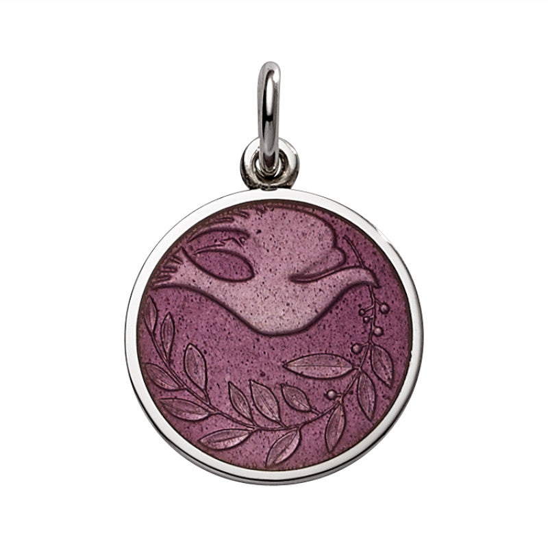 Sterling Silver Enamel Dove Round Medal