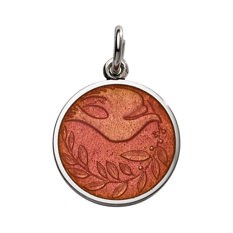 Sterling Silver Enamel Dove Round Medal