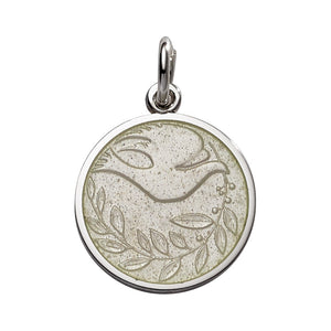 Sterling Silver Enamel Dove Round Medal