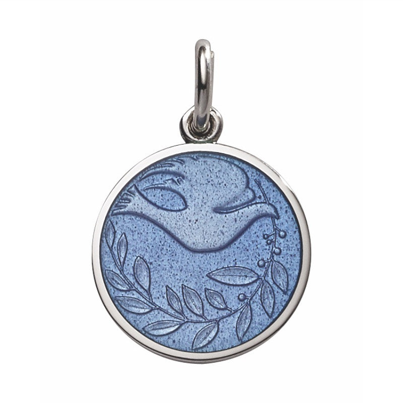 Sterling Silver Enamel Dove Round Medal