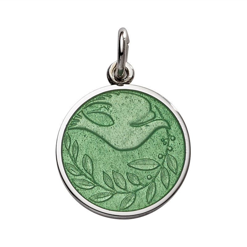 Sterling Silver Enamel Dove Round Medal