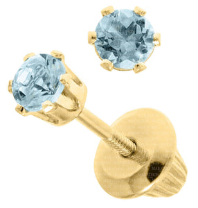 14k Yellow Gold Aquamarine Earring