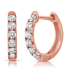 14K Gold 0.46Ct Diamond Huggie Earring, available in White, Rose and Yellow Gold