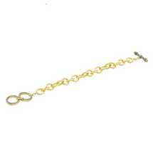 Load image into Gallery viewer, Freida Rothman Sterling Silver cz Gold plated open link toggle bracelet
