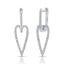 Load image into Gallery viewer, 14k Gold Dangle Heart 0.22Ct Diamond Earring, available in White, Rose and Yellow Gold
