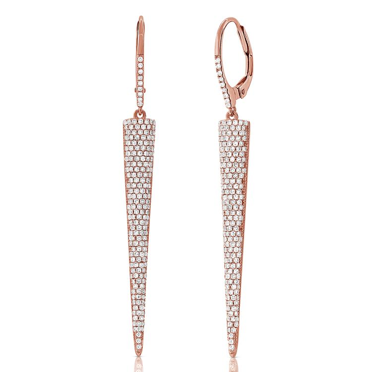 14k Gold 1.15Ct Diamond Dangle Earring, available in White, Rose and Yellow Gold