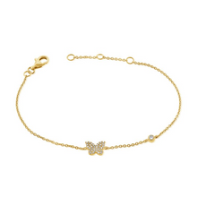 Load image into Gallery viewer, 14k Gold 0.14Ct Diamond Butterfly Bracelet, available in White and Yellow Gold
