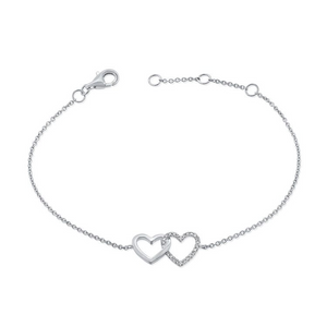 14K Gold 0.09Ct Diamond Heart Bracelet, available in White and Yellow Gold