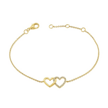 Load image into Gallery viewer, 14K Gold 0.09Ct Diamond Heart Bracelet, available in White and Yellow Gold
