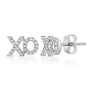 14K Gold 0.12Ct Diamond XO Earring, available in White and Yellow Gold