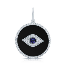 Load image into Gallery viewer, 14k Gold Onyx, Sapphire and Diamond Eye Charm, available in White and Yellow Gold
