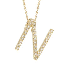 Load image into Gallery viewer, 14k Diamond Initial Pendants. Available in White or Yellow Gold
