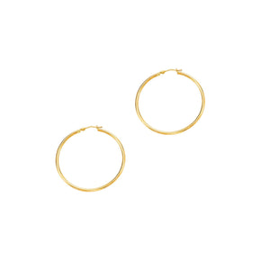 14K Yellow Gold 2x40mm Hoop Earring