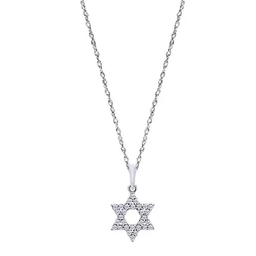 Gabriel 14K White Gold 0.16 Carat Diamond Star Necklace