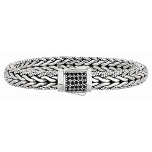 Sterling Silver Woven Bracelet with 0.56ct Black Sapphire 8.25 Inch