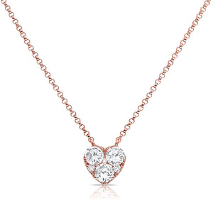 14k 0.80 Ct Diamond Heart Necklace, available in White, Rose and Yellow Gold