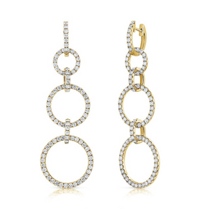 14k Gold 5.30Ct Diamond Six Interlocking Circle Earring, available in White, Rose and Yellow Gold