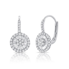 Load image into Gallery viewer, 14k Gold 0.45Ct Baguette, 0.66Ct Round Diamond Earring, available in White, Rose and Yellow Gold
