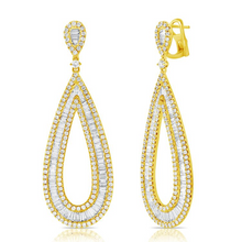 Load image into Gallery viewer, 14k Gold 5.17Ct Baguette and Round Diamond Pear Shape Dangle Earring, available in White, Rose and Yellow Gold
