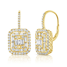 Load image into Gallery viewer, 14k Gold 1.08 Ct Baguette, 1.23 Ct Round Diamond Dangle Drop Earring, available in White, Rose and Yellow Gold
