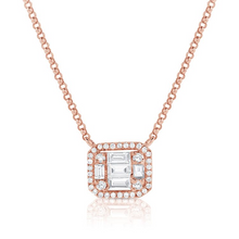 Load image into Gallery viewer, 14k Gold 0.24Ct Baguette, 0.13Ct Round Diamond Necklace, available in White, Rose and Yellow Gold
