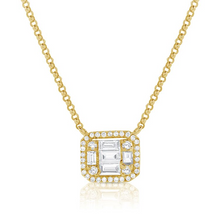 Load image into Gallery viewer, 14k Gold 0.24Ct Baguette, 0.13Ct Round Diamond Necklace, available in White, Rose and Yellow Gold
