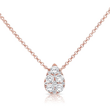 Load image into Gallery viewer, 14k Gold 0.70Ct Diamond Pear Shaped Cluster Necklace, available in White, Rose and Yellow Gold
