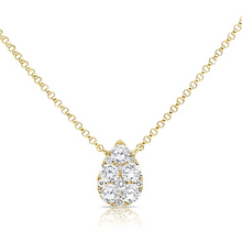 Load image into Gallery viewer, 14k Gold 0.70Ct Diamond Pear Shaped Cluster Necklace, available in White, Rose and Yellow Gold
