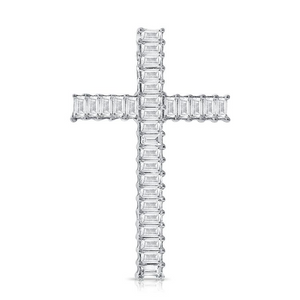 14k Gold 0.40Ct Diamond Baguette Cross, available in White, Rose and Yellow Gold