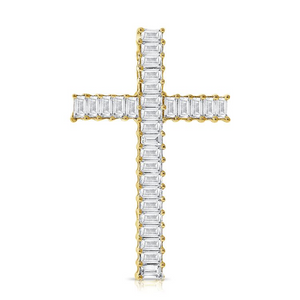 14k Gold 0.40Ct Diamond Baguette Cross, available in White, Rose and Yellow Gold