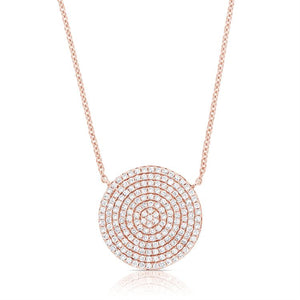 14k Diamond Pave Circle Necklace, Available in White, Rose and Yellow Gold