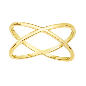 14k Yellow Gold 1.7 Grams Crisscross Ring, Size 6.0