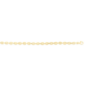 14K Yellow Gold Puffed 5.4mm Mariner Chain 7.5 Inch Bracelet