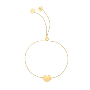 14K Yellow Gold 1.0 Gram 9.25" Heart Friendship Adjustable Bracelet