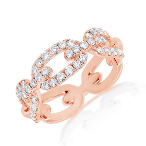 14k Gold 0.72 Ct Diamond Oval Link Band, Available in White, Rose and Yellow Gold