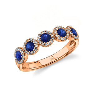 14k Gold 0.70 Ct Sapphire, 0.20 Ct Diamond Ring, Available in White, Rose and Yellow Gold