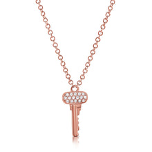 Load image into Gallery viewer, 14k 0.04 Carat Diamond Key Pendant. Available in White, Rose and Yellow Gold.
