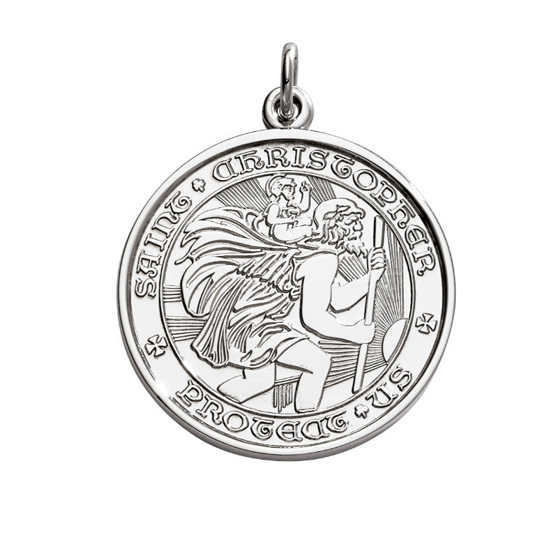 Sterling Silver Enamel St. Christopher Round Medal