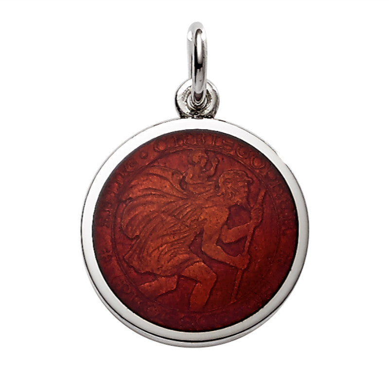 Sterling Silver Enamel St. Christopher Round Medal