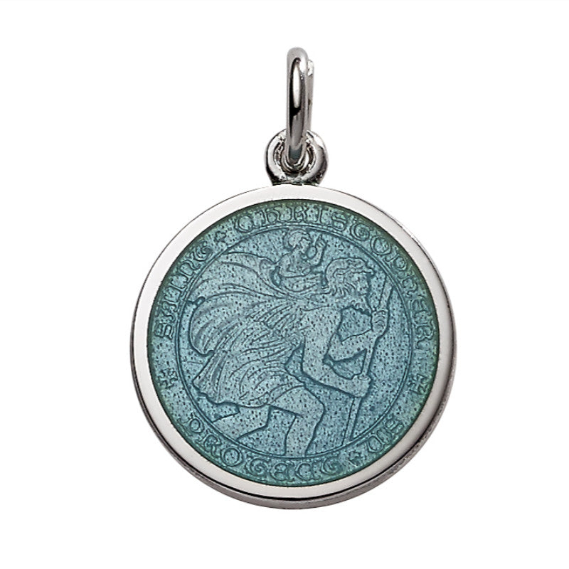 Sterling Silver Enamel St. Christopher Round Medal