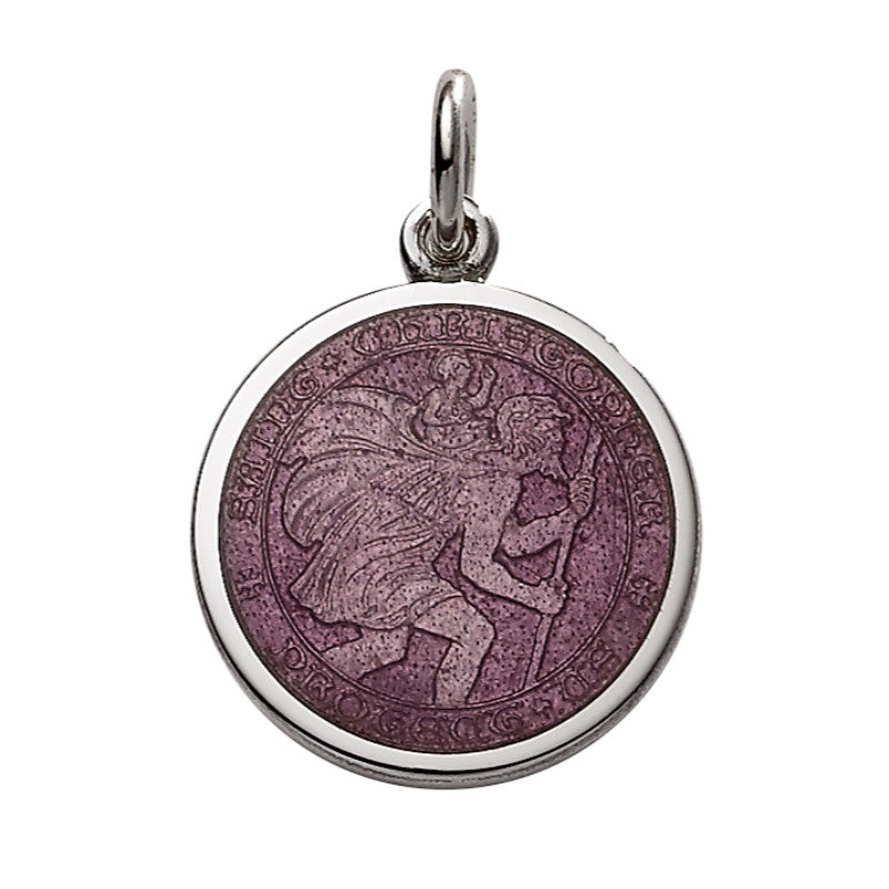 Sterling Silver Enamel St. Christopher Round Medal