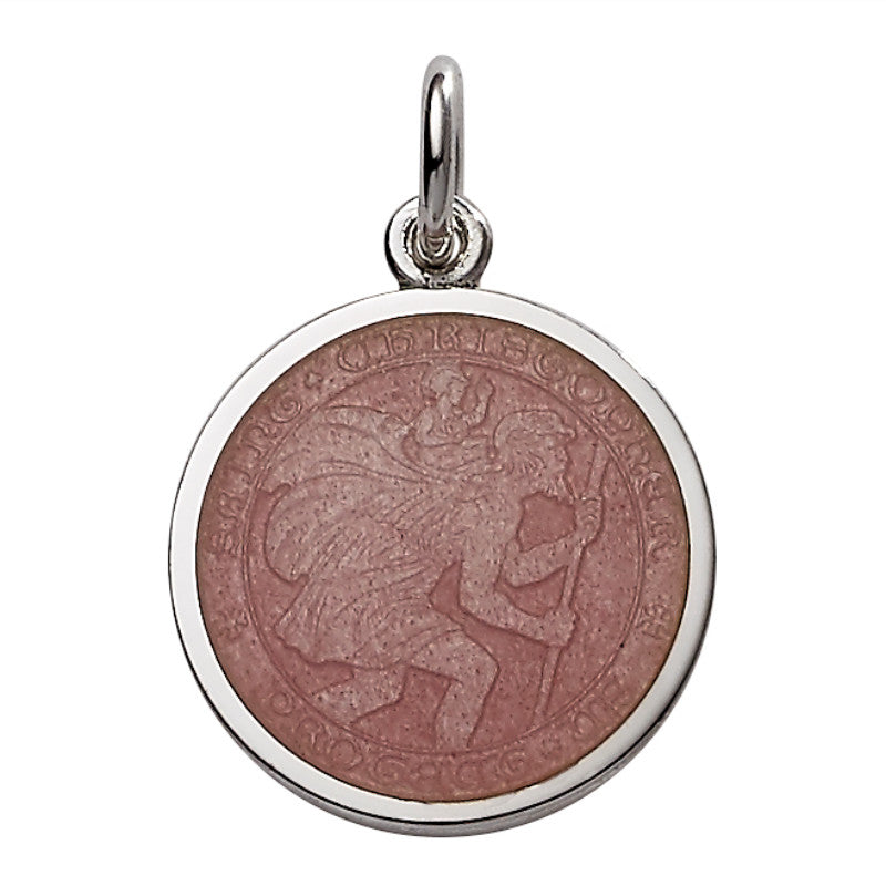 Sterling Silver Enamel St. Christopher Round Medal