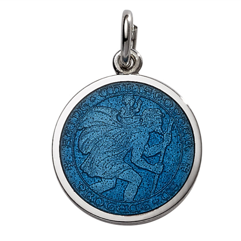 Sterling Silver Enamel St. Christopher Round Medal